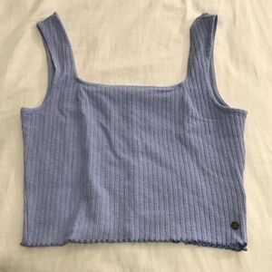 NWOT Roxy Purple Cotton Blend Rib Knit Tank Top L Cropped